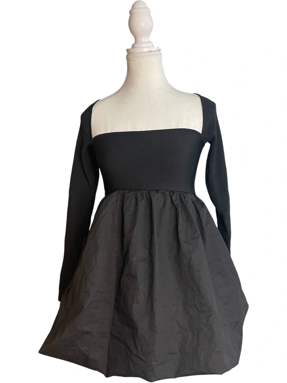Zara Combination Knit Mini Dress Black - Picture 1 of 16